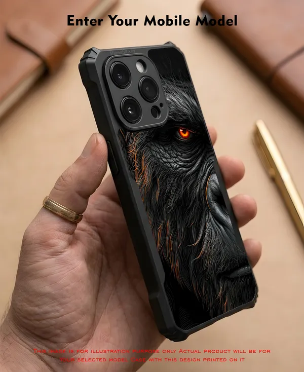 Realistic_Close_Up_Portrait_Of_A_Gorilla_With_Glaring_Red_Eyes__Design_Printed_Bumper_Glossy_Back_Case_Cover_With_Camera_Protection_Mk000451_Bx
