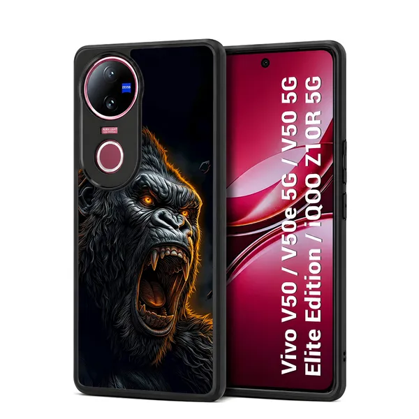 Realistic_Close_Up_Portrait_Of_A_Gorilla_With_Glaring_Red_Eyes_Design_Printed_Premium_Glossy_Back_Case_Cover_With_Camera_Protection_For_Vivo_V50_/_V50e_/_V50_5g_Elite_Edition_/_iQOO_Z10r_5g_Mk000452_Bx