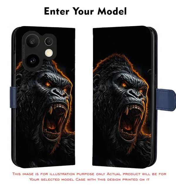 Realistic_Close_Up_Portrait_Of_A_Gorilla_With_Glaring_Red_Eyes_Design_Printed_Flip_Case_Cover_With_Camera_Protection_Mk000452_Fcuv