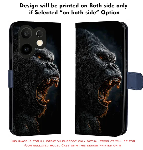 Realistic_Close_Up_Portrait_Of_A_Gorilla_With_Glaring_Red_Eyes_Design_Printed_Flip_Case_Cover_With_Camera_Protection_Mk000453_Fcuv