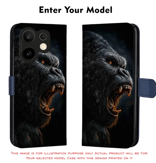 Realistic_Close_Up_Portrait_Of_A_Gorilla_With_Glaring_Red_Eyes_Design_Printed_Flip_Case_Cover_With_Camera_Protection_Mk000453_Fcuv
