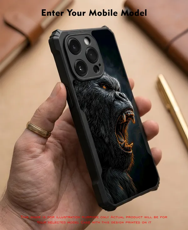 Realistic_Close_Up_Portrait_Of_A_Gorilla_With_Glaring_Red_Eyes__Design_Printed_Bumper_Glossy_Back_Case_Cover_With_Camera_Protection_Mk000453_Bx