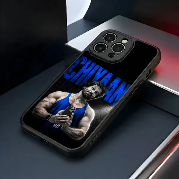 Blue_Toned_Image_Of_Indian_Actor_Chiyaan_Vikram_In_His_Stunning_Physique_Design_Printed_Premium_Glossy_Back_Case_Cover_With_Camera_Protection_Mk000454_Bx