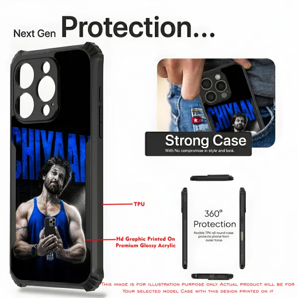Blue_Toned_Image_Of_Indian_Actor_Chiyaan_Vikram_In_His_Stunning_Physique__Design_Printed_Bumper_Glossy_Back_Case_Cover_With_Camera_Protection_Mk000454_Bx