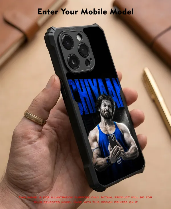 Blue_Toned_Image_Of_Indian_Actor_Chiyaan_Vikram_In_His_Stunning_Physique__Design_Printed_Bumper_Glossy_Back_Case_Cover_With_Camera_Protection_Mk000454_Bx