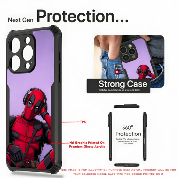 Deadpool_Wearing_Headphones__Design_Printed_Bumper_Glossy_Back_Case_Cover_With_Camera_Protection_Mk000457_Bx