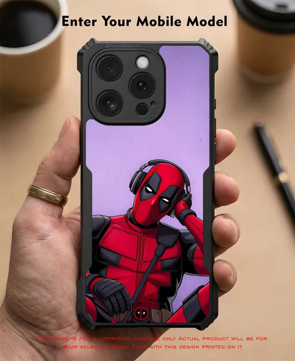 Deadpool_Wearing_Headphones__Design_Printed_Bumper_Glossy_Back_Case_Cover_With_Camera_Protection_Mk000457_Bx