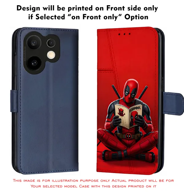 Deadpool_Reading_Book_Design_Printed_Flip_Case_Cover_With_Camera_Protection_Mk000459_Fcuv