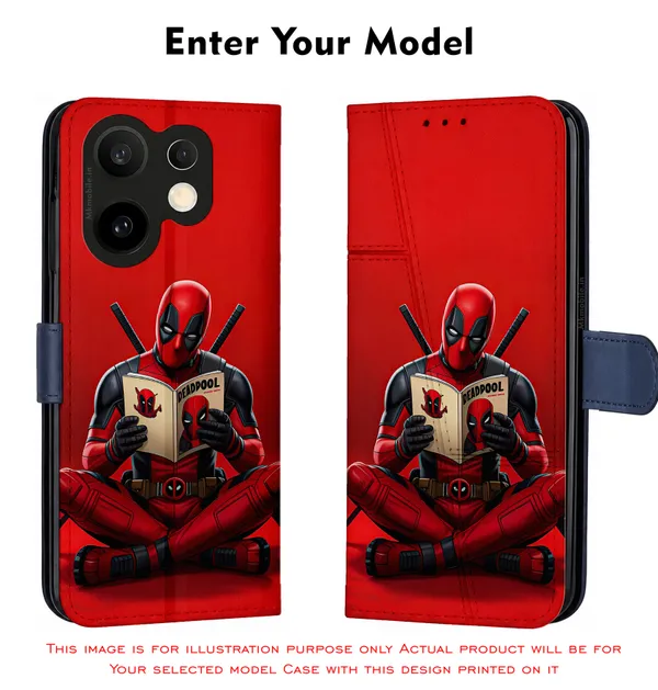 Deadpool_Reading_Book_Design_Printed_Flip_Case_Cover_With_Camera_Protection_Mk000459_Fcuv