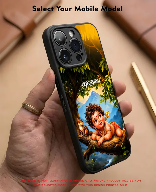Cute_Baby_Murugan_On_The_Tree_With_Squirrel_Design_Printed_Premium_Glossy_Back_Case_Cover_With_Camera_Protection_Mk000461_Bx