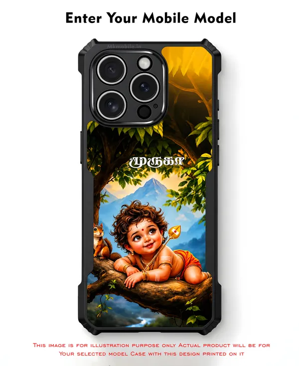 Cute_Baby_Murugan_On_The_Tree_With_Squirrel__Design_Printed_Bumper_Glossy_Back_Case_Cover_With_Camera_Protection_Mk000461_Bx