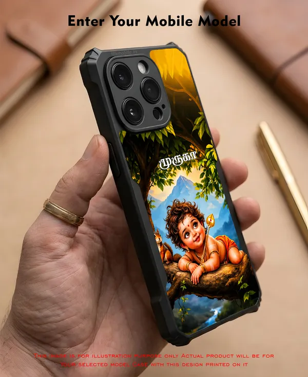 Cute_Baby_Murugan_On_The_Tree_With_Squirrel__Design_Printed_Bumper_Glossy_Back_Case_Cover_With_Camera_Protection_Mk000461_Bx