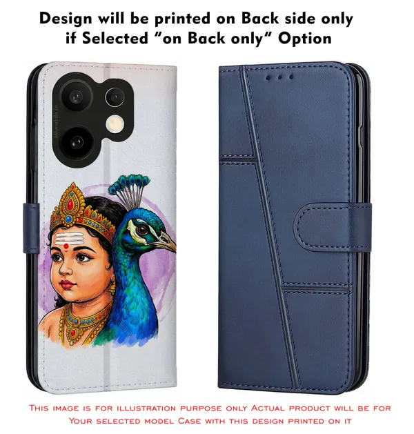 Tamil_God_Murugan_With_Mayil_Design_Printed_Flip_Case_Cover_With_Camera_Protection_Mk000471_Fcuv