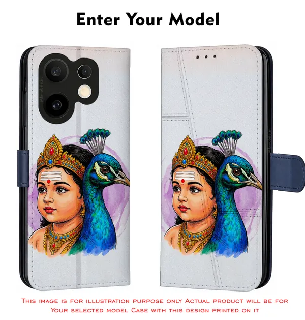 Tamil_God_Murugan_With_Mayil_Design_Printed_Flip_Case_Cover_With_Camera_Protection_Mk000471_Fcuv