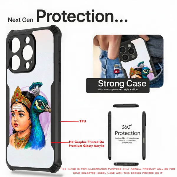 Tamil_God_Murugan_With_Mayil__Design_Printed_Bumper_Glossy_Back_Case_Cover_With_Camera_Protection_Mk000471_Bx