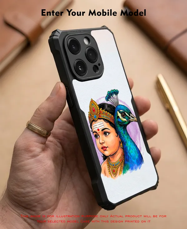 Tamil_God_Murugan_With_Mayil__Design_Printed_Bumper_Glossy_Back_Case_Cover_With_Camera_Protection_Mk000471_Bx
