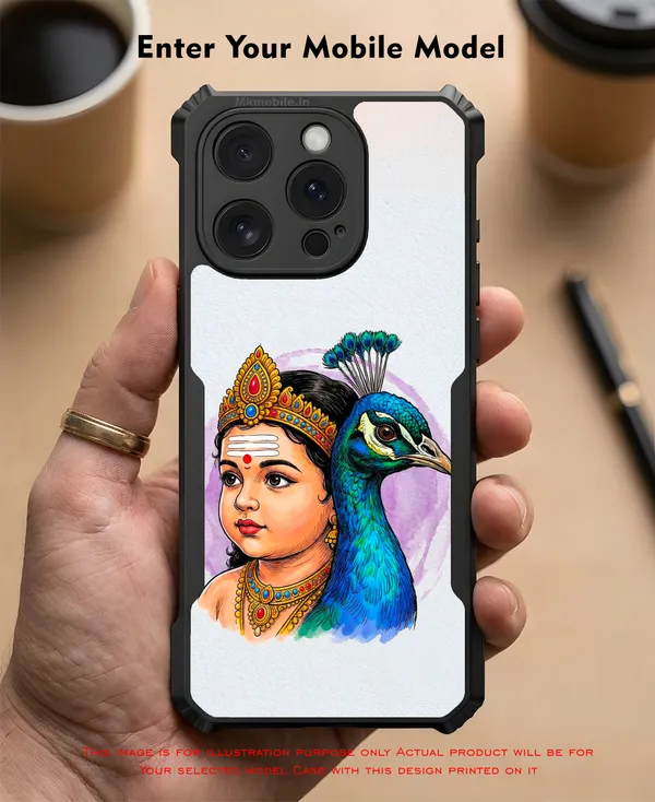 Tamil_God_Murugan_With_Mayil__Design_Printed_Bumper_Glossy_Back_Case_Cover_With_Camera_Protection_Mk000471_Bx