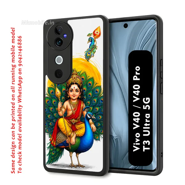 Tamil_Kadavul_Murugan_With_Mayil_Design_Printed_Premium_Glossy_Back_Case_Cover_With_Camera_Protection_For_Vivo_V40_5G_/_V40_Pro_5G_/_T3_Ultra_5G_MK000485_Bx