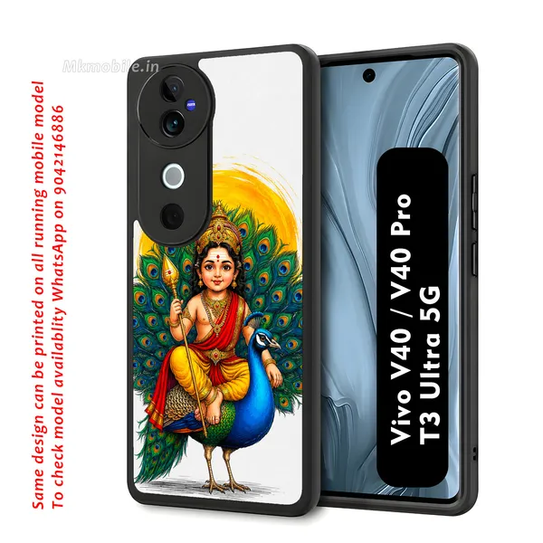 Tamil_Kadavul_Murugan_With_Mayil_Design_Printed_Premium_Glossy_Back_Case_Cover_With_Camera_Protection_For_Vivo_V40_5G_/_V40_Pro_5G_/_T3_Ultra_5G_MK000486_Bx