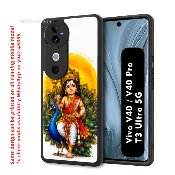 Tamil_Kadavul_Murugan_With_Mayil_Design_Printed_Premium_Glossy_Back_Case_Cover_With_Camera_Protection_For_Vivo_V40_5G_/_V40_Pro_5G_/_T3_Ultra_5G_MK000487_Bx
