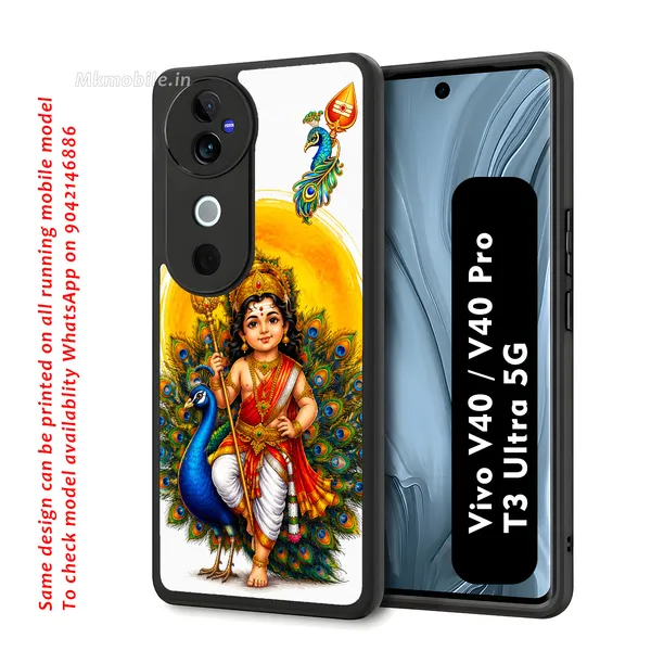 Tamil_Kadavul_Murugan_With_Mayil_Design_Printed_Premium_Glossy_Back_Case_Cover_With_Camera_Protection_For_Vivo_V40_5G_/_V40_Pro_5G_/_T3_Ultra_5G_MK000488_Bx
