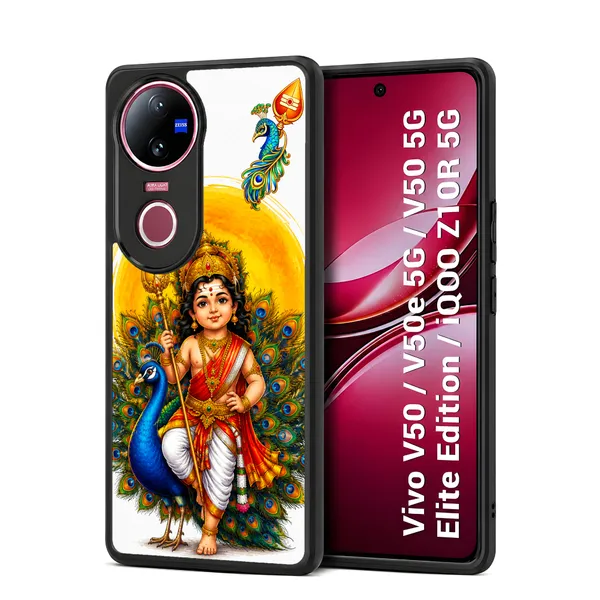 Tamil_Kadavul_Murugan_With_Mayil_Design_Printed_Premium_Glossy_Back_Case_Cover_With_Camera_Protection_For_Vivo_V50_/_V50e_/_V50_5g_Elite_Edition_/_iQOO_Z10r_5g_MK000488_Bx
