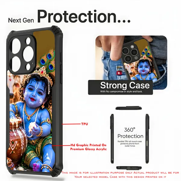 Cute_Baby_Krishna_Eating_Butter_Design_Printed_Bumper_Glossy_Back_Case_Cover_With_Camera_Protection_Mk000530_Ip