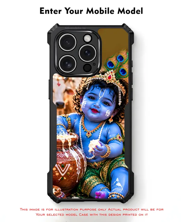 Cute_Baby_Krishna_Eating_Butter_Design_Printed_Bumper_Glossy_Back_Case_Cover_With_Camera_Protection_Mk000530_Ip