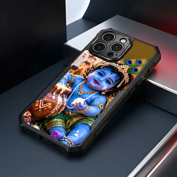 Cute_Baby_Krishna_Eating_Butter_Design_Printed_Bumper_Glossy_Back_Case_Cover_With_Camera_Protection_Mk000530_Ip