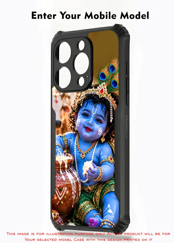 Cute_Baby_Krishna_Eating_Butter_Design_Printed_Bumper_Glossy_Back_Case_Cover_With_Camera_Protection_Mk000530_Ip