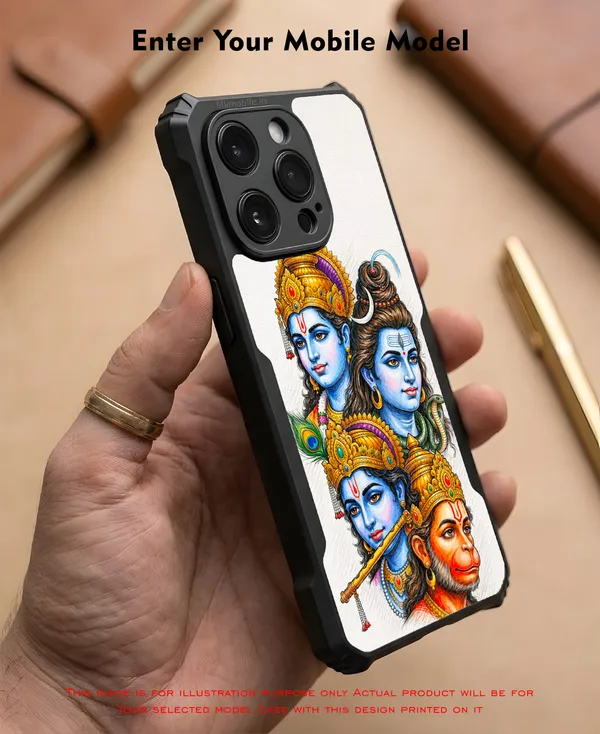 Lord_Shiva_With_Hanuman_,_Raman_And_Lakshmanan_Design_Printed_Bumper_Glossy_Back_Case_Cover_With_Camera_Protection_Mk000540_Ip
