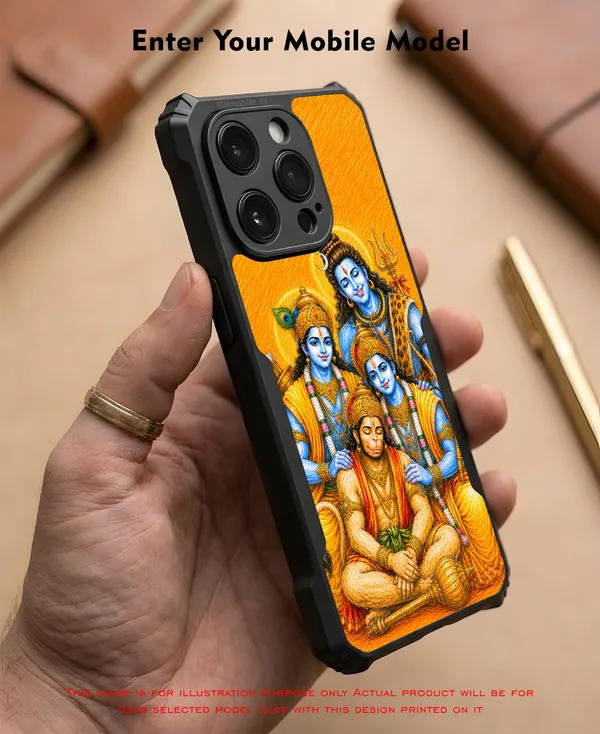 Lord_Shiva_With_Hanuman_,_Raman_And_Lakshmanan_Design_Printed_Bumper_Glossy_Back_Case_Cover_With_Camera_Protection_Mk000542_Ip