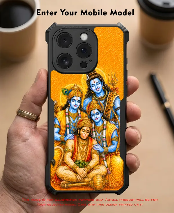 Lord_Shiva_With_Hanuman_,_Raman_And_Lakshmanan_Design_Printed_Bumper_Glossy_Back_Case_Cover_With_Camera_Protection_Mk000542_Ip