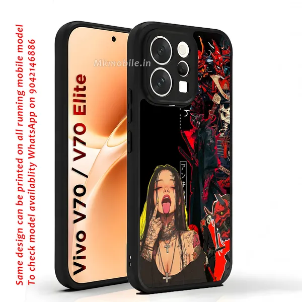 Heavily_Tattooed_Girl_With_Samurai_Demon_Art_Design_Printed_Premium_Glossy_Back_Case_Cover_With_Camera_Protection_For_Vivo_V70_5G_/_V70_5G_Elite_MK000553_Bx