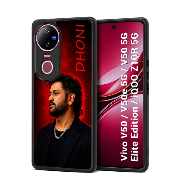 Cricket_Player_Ms_Dhoni_Portrait_With_Dhoni_Text_Design_Printed_Premium_Glossy_Back_Case_Cover_With_Camera_Protection_For_Vivo_V50_/_V50e_/_V50_5g_Elite_Edition_/_iQOO_Z10r_5g_MK000556_Bx