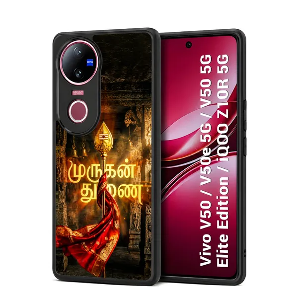 Murugan_Vel_with_Murgan_Thunai_text_Design_Printed_Premium_Glossy_Back_Case_Cover_With_Camera_Protection_For_Vivo_V50_/_V50e_/_V50_5g_Elite_Edition_/_iQOO_Z10r_5g_MK000562_Bx