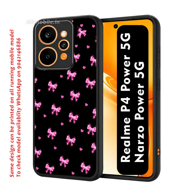 Pink_Bow_Pattern_On_Black_Background_Design_Printed_Premium_Glossy_Back_Case_Cover_With_Camera_Protection_For_Realme_P4_Power_5G_/_Narzo_Power_5G_MK000577_Bx