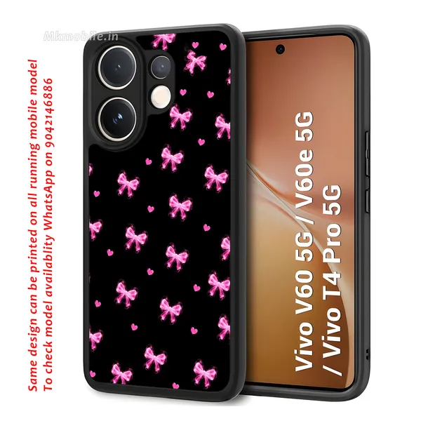 Pink_Bow_Pattern_On_Black_Background_Design_Printed_Premium_Glossy_Back_Case_Cover_With_Camera_Protection_For_Vivo_V60_5G_/_V60e_/_T4_Pro_5G_MK000577_Bx