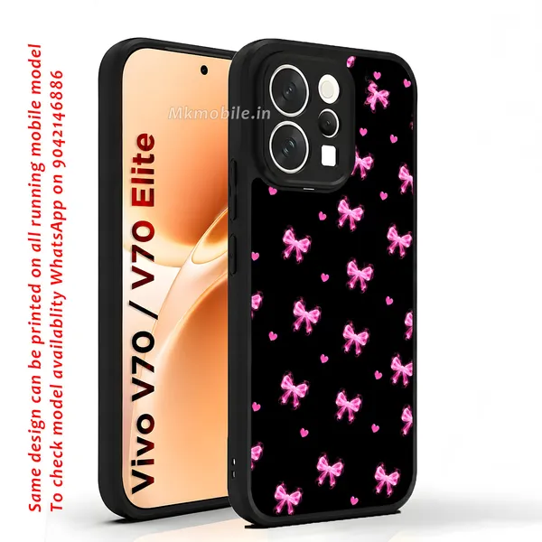 Pink_Bow_Pattern_On_Black_Background_Design_Printed_Premium_Glossy_Back_Case_Cover_With_Camera_Protection_For_Vivo_V70_5G_/_V70_5G_Elite_MK000577_Bx