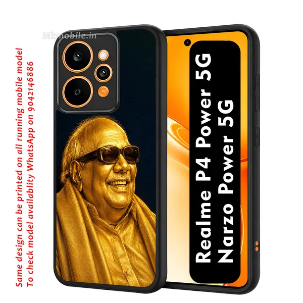 Dmk_Ex_CM_Karunanidhi_Golden_Statue_Design_Printed_Premium_Glossy_Back_Case_Cover_With_Camera_Protection_For_Realme_P4_Power_5G_/_Narzo_Power_5G_MK000598_Bx