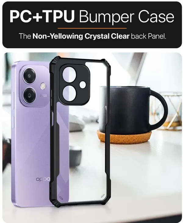 Back_Case_Cover_For_Oppo_A3x_5g__A3_5g_Slim_Anti_Yellow_Protective_Shock_Proof_Bumper_Hybrid_Pc_With_Tpu_Frame_Transparent_Clear