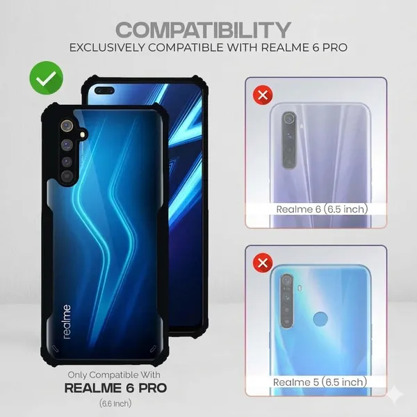 Back_Case_Cover_For_Realme_6_Pro__Slim_Anti_Yellow_Protective___Shockproof_Bumper___Hybrid_Pc_Plus_Tpu_Frame___Transparent_Clear