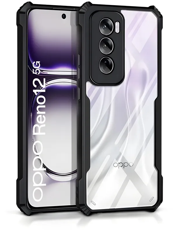 Back_Case_Cover_For_Oppo_Reno_12__Slim_Anti_Yellow_Protective___Shockproof_Bumper___Hybrid_Pc_Plus_Tpu_Frame___Transparent_Clear