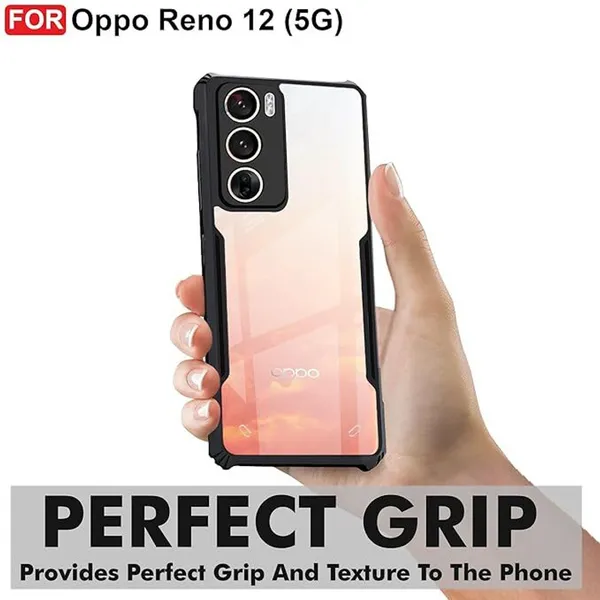 Back_Case_Cover_For_Oppo_Reno_12__Slim_Anti_Yellow_Protective___Shockproof_Bumper___Hybrid_Pc_Plus_Tpu_Frame___Transparent_Clear