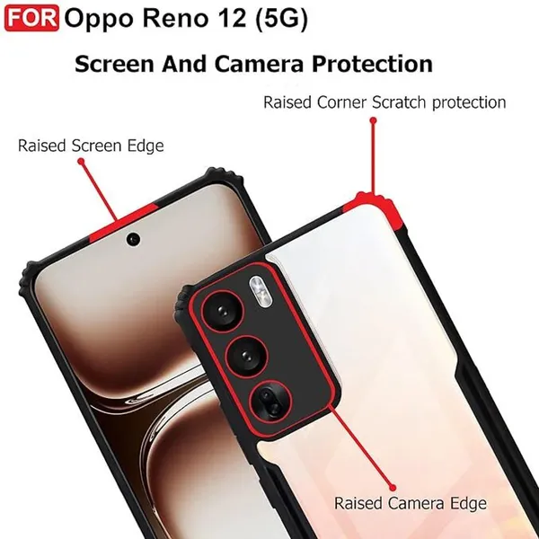 Back_Case_Cover_For_Oppo_Reno_12__Slim_Anti_Yellow_Protective___Shockproof_Bumper___Hybrid_Pc_Plus_Tpu_Frame___Transparent_Clear