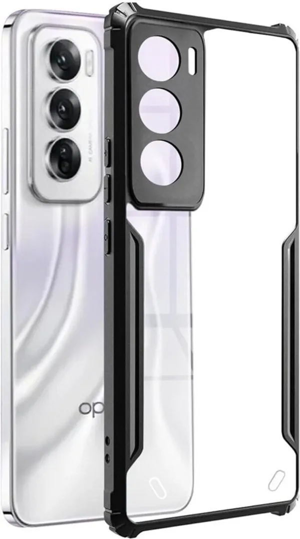Back_Case_Cover_For_Oppo_Reno_12__Slim_Anti_Yellow_Protective___Shockproof_Bumper___Hybrid_Pc_Plus_Tpu_Frame___Transparent_Clear