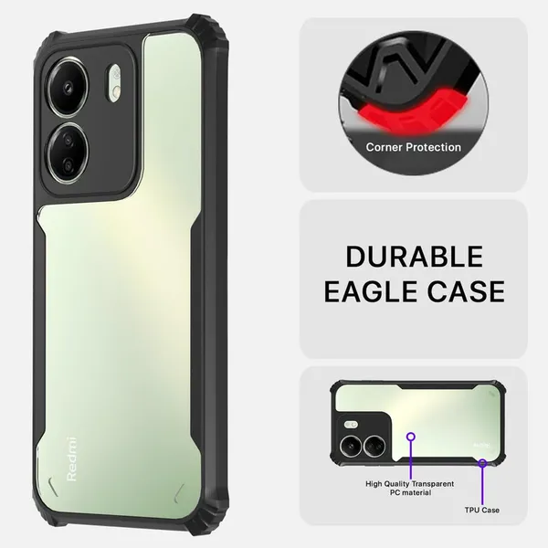 Back_Case_Cover_For_Redmi_15a_5g_Slim_Anti_Yellow_Protective_Shock_Proof_Bumper_Hybrid_Pc_With_Tpu_Frame_Transparent_Clear