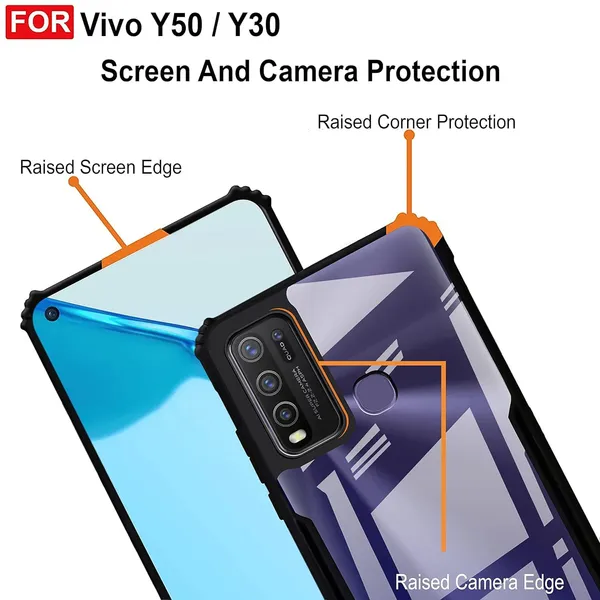 Back_Case_Cover_For_Vivo_Y50_/_Y30_4g_Slim_Anti_Yellow_Protective_Shock_Proof_Bumper_Hybrid_Pc_With_Tpu_Frame_Transparent_Clear