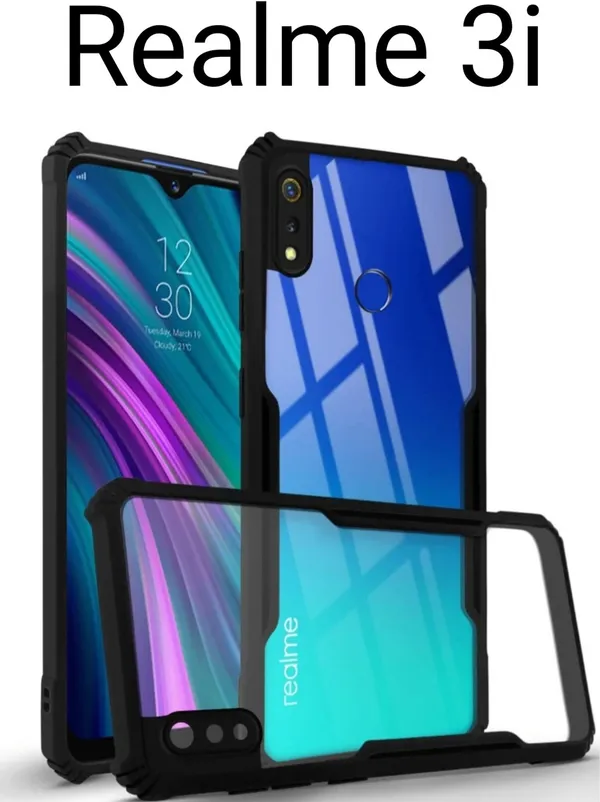 Back_Case_Cover_For_Realme_3i_Slim_Anti_Yellow_Protective_Shock_Proof_Bumper_Hybrid_Pc_With_Tpu_Frame_Transparent_Clear
