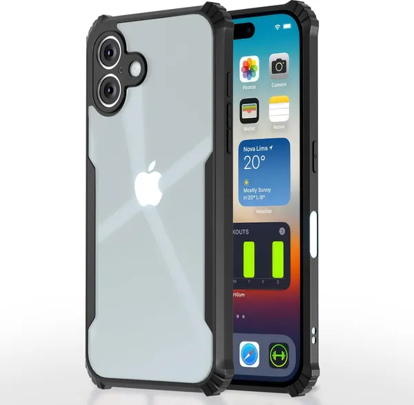 Back_Case_Cover_For_Iphone_16_Plus__Slim_Anti_Yellow_Protective___Shockproof_Bumper___Hybrid_Pc_Plus_Tpu_Frame___Transparent_Clear